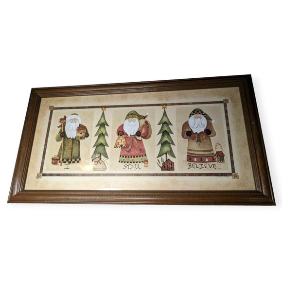 Jo Moulton Framed Christmas Print Santa I Believe - Picture 1 of 12